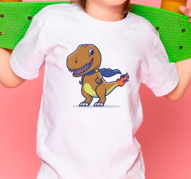 Camiseta niños personaje de dinosaurio genial - TenVinilo