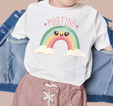 Camiseta niños personalización arcoíris alegre - TenVinilo