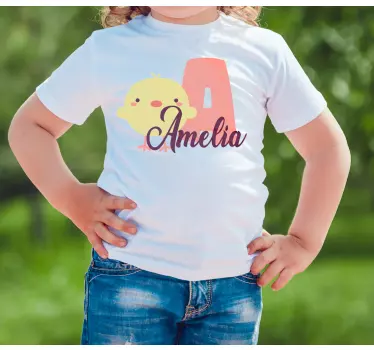 Camiseta niños pollito lindo y nombre - TenVinilo