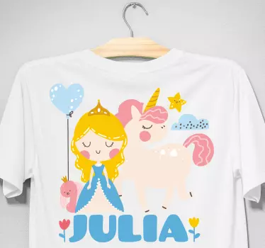 Camiseta niños tema de unicornio princesa linda - TenVinilo