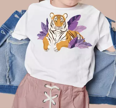 Camiseta niños tigre entre hojas - TenVinilo