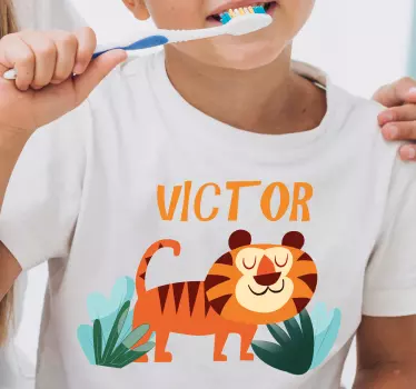 Camiseta niños tigre lindo con nombre - TenVinilo
