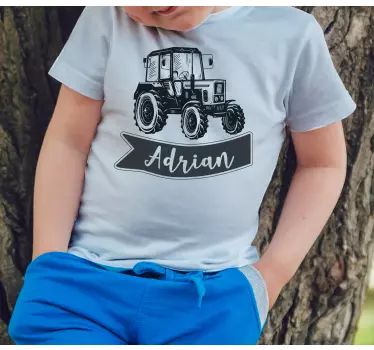 Camiseta niños Tractor genial con nombre - TenVinilo