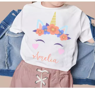 Camiseta niños unicornio floral encantado - TenVinilo