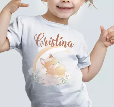 Camiseta niños zorro durmiendo con nombre - TenVinilo