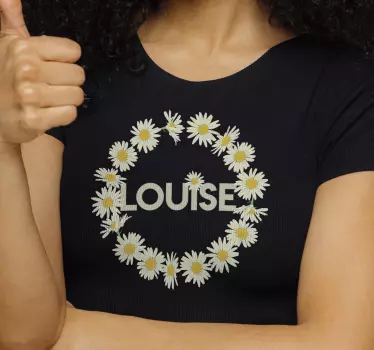 Camiseta personalizable círculo floral con nombre - TenVinilo