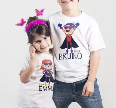 Camisetas personalizable Súper hermano y hermana - TenVinilo