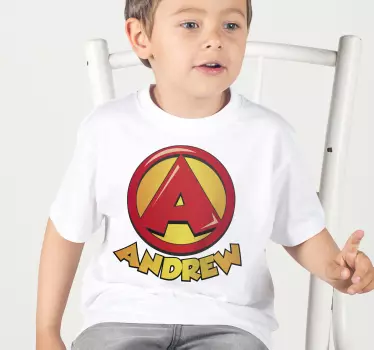 Camisetas personalizable Súper letra inicial - TenVinilo