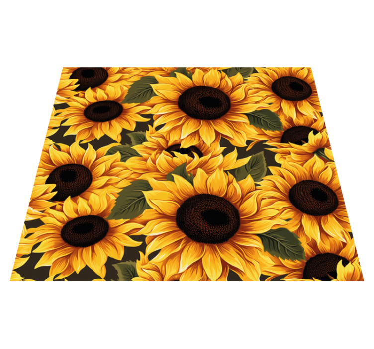 Alfombra vinílica amarilla diseño de girasol vintage - TenVinilo