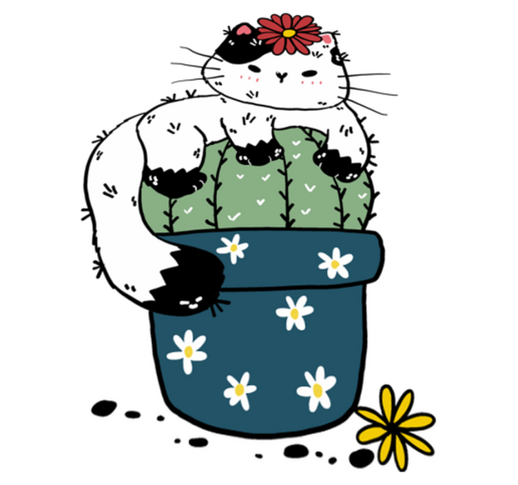 Alfombra vinílica animales gato cactus juguetón - TenVinilo