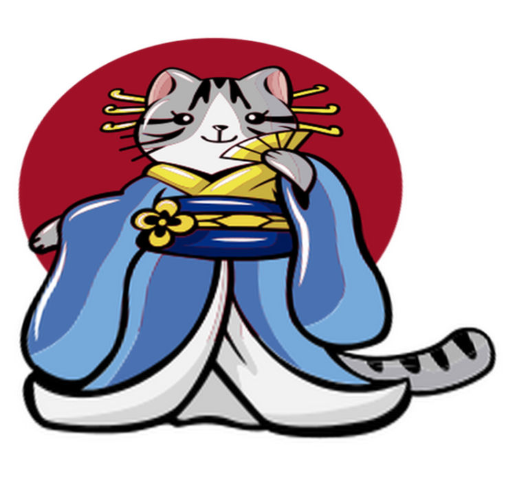 Alfombra vinílica animales gato decorativo japonés - TenVinilo