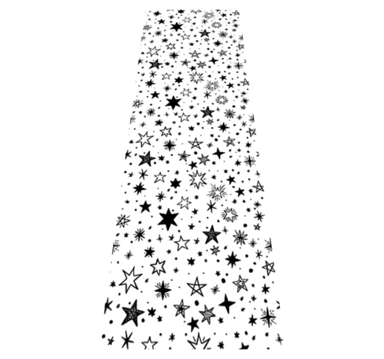 Alfombra vinílica de estrellas patrón negro sobre blanco - TenVinilo