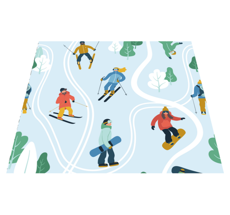 Alfombra vinílica dormitorio diseño esquí azul - TenVinilo