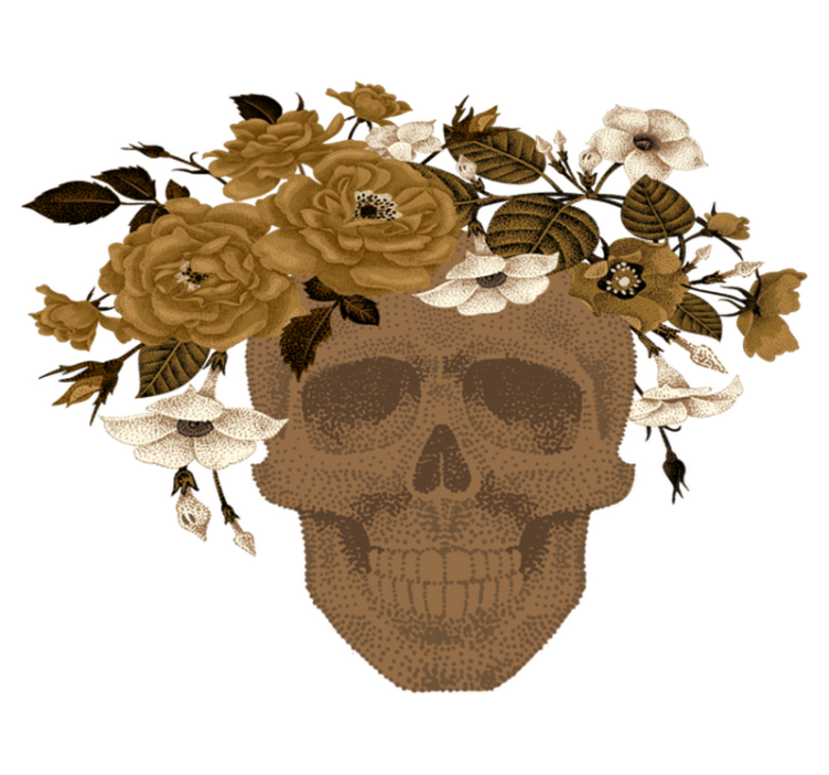 Alfombra vinílica naturaleza arreglo floral calavera - TenVinilo