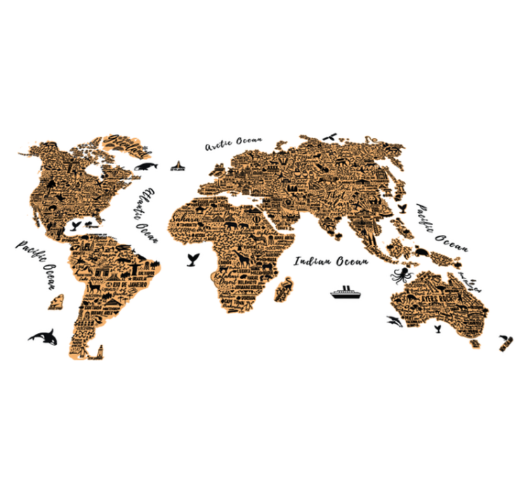 Alfombra vinílica mapamundi perfil textos - TenVinilo