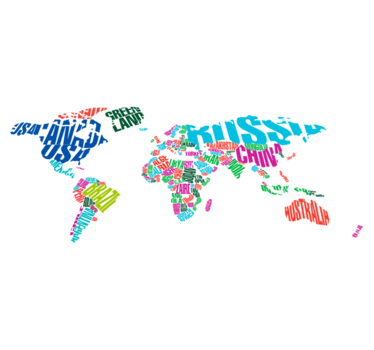 Alfombra vinílica mapamundi países color - TenVinilo