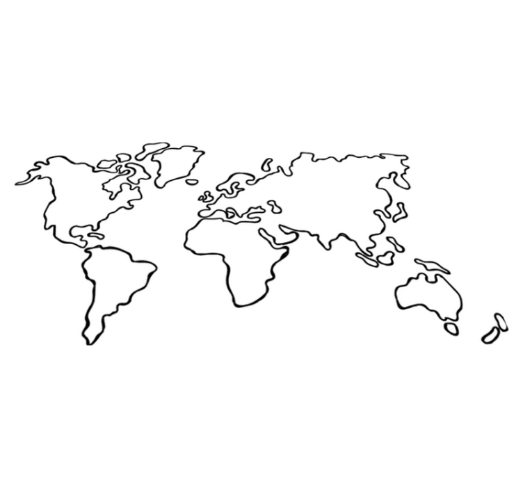 Alfombra vinílica mapamundi mapa político monocromo - TenVinilo