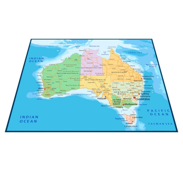 Alfombra vinílica mapamundi mapa político australia - TenVinilo