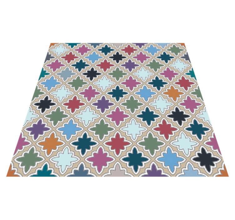 Alfombra vinílica baño patrón de azulejos vintage coloridos - TenVinilo