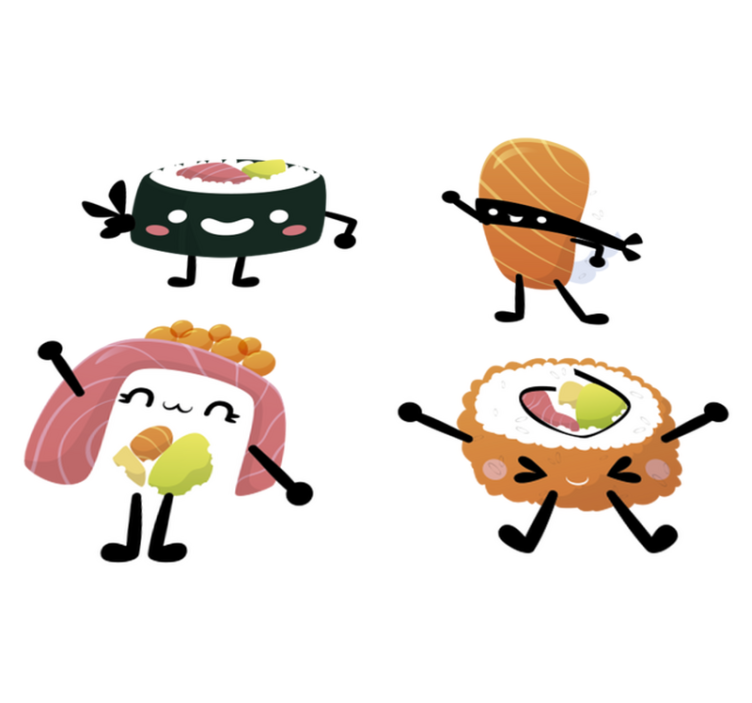 Alfombra de vinilo para cocina sushi kawaii - TenVinilo