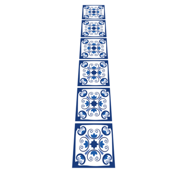 Alfombra de vinilo para cocina azulejo portugués azul - TenVinilo