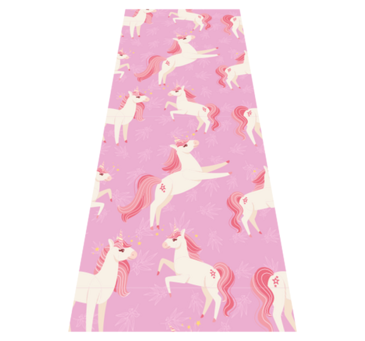 Alfombra vinílica dormitorio unicornio pastel con plantas - TenVinilo