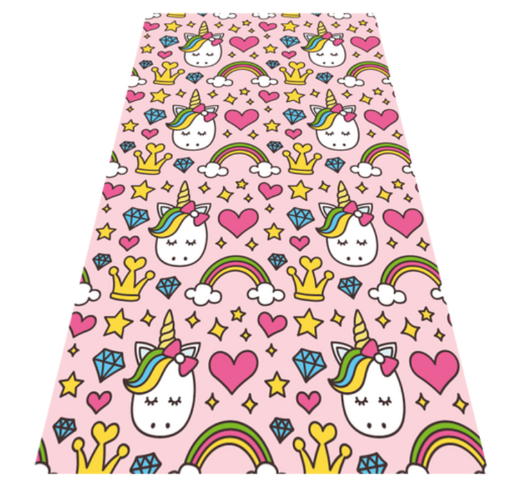 Alfombra vinílica dormitorio arcoíris y unicornios adorables - TenVinilo