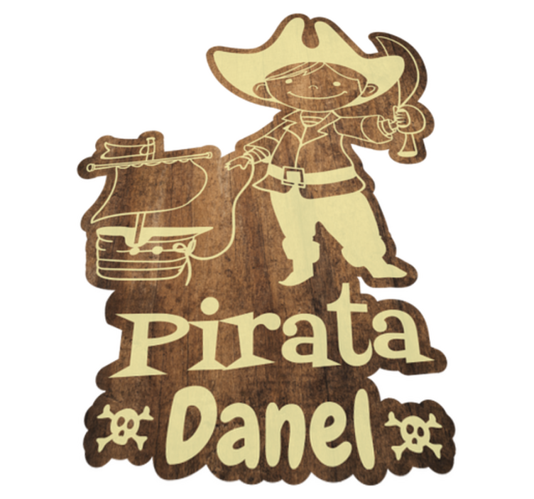 Alfombra vinilo infantil pirata de madera con nombre - TenVinilo
