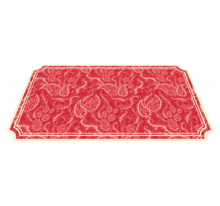 Alfombra vinílica salón roja ilustración paisley - TenVinilo