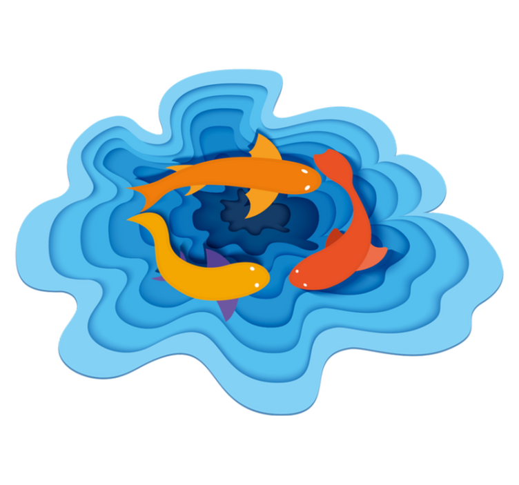 Alfombra vinílica animales patrón de koi acuático - TenVinilo