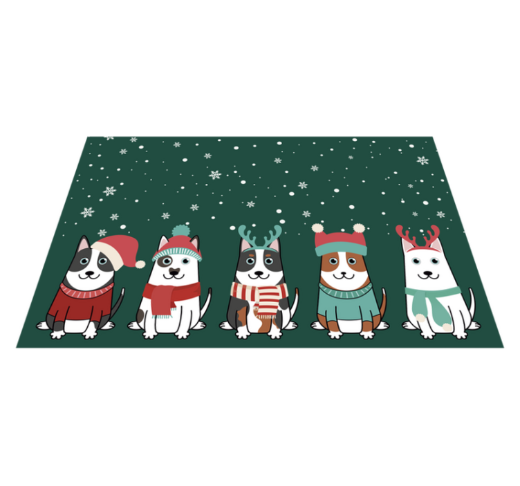 Alfombra vinílica navidad conjunto de perros festivos - TenVinilo