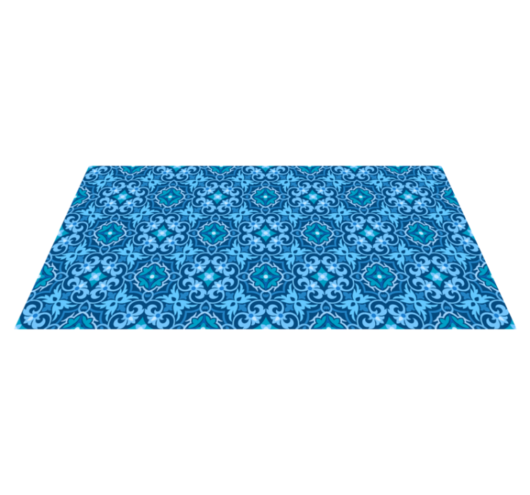 Alfombra vinílica hidráulica patrón azul ornamental - TenVinilo