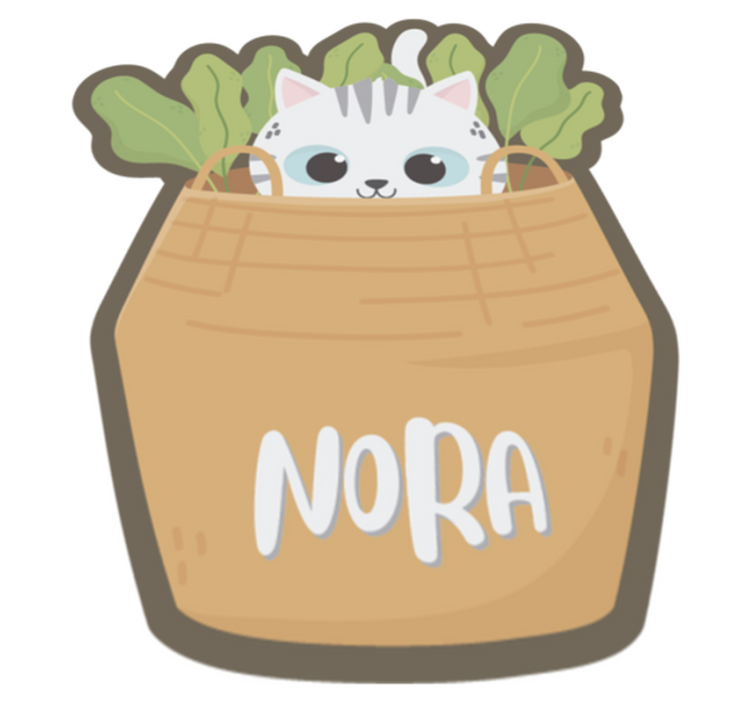 Alfombra vinílica gatito en maceta con nombre - TenVinilo