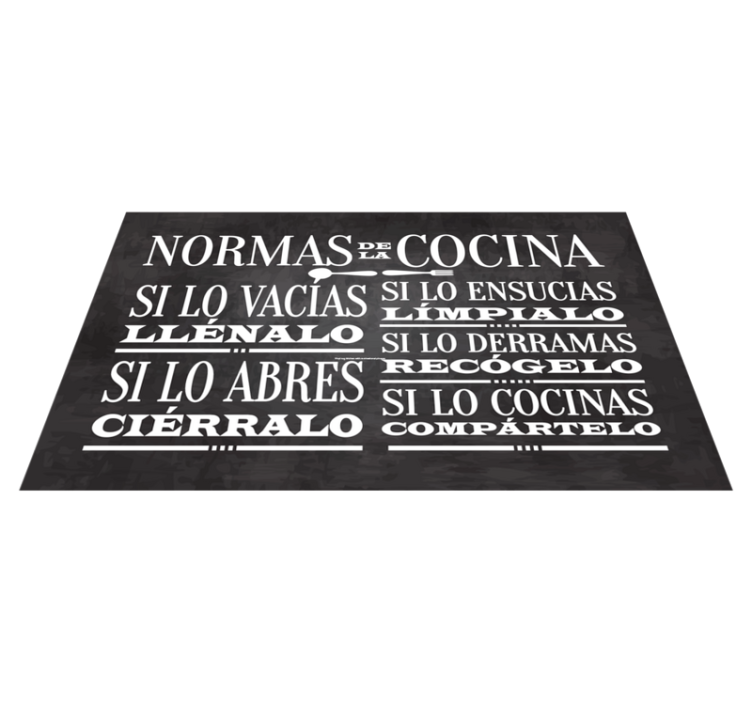 Alfombra vinílica para cocina reglas de la cocina - TenVinilo