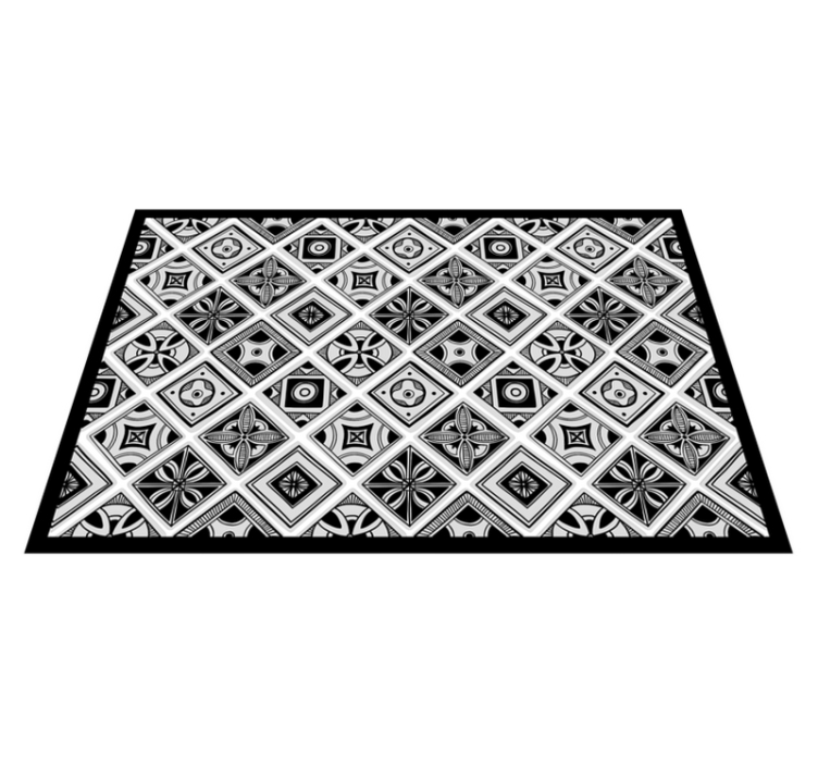 Alfombras vinilo cocina cuadrados azulejos negros - TenVinilo