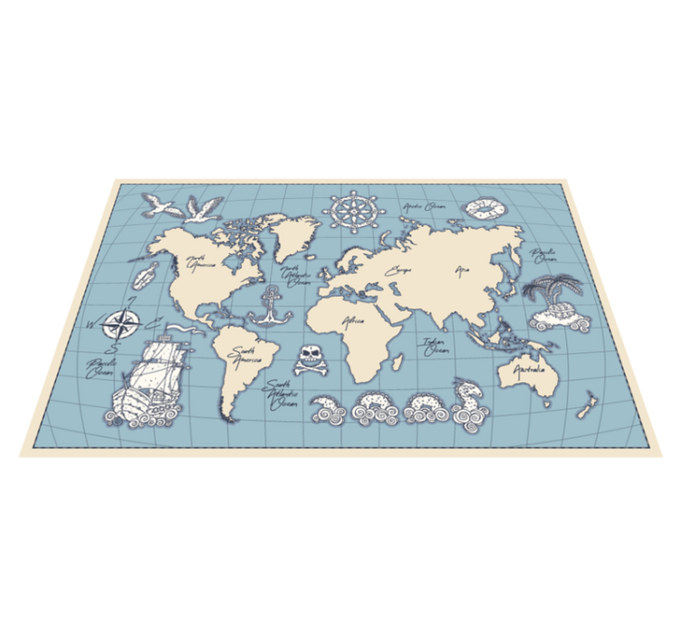 Alfombra vinílica mapamundi mapa del mundo náutico - TenVinilo