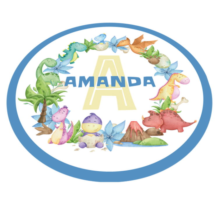 Alfombra vinílica personalizable círculo de dinosaurios - TenVinilo