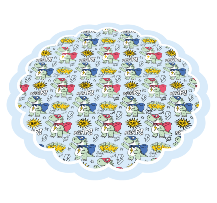 Alfombra vinílica infantil dinosaurios superhéroes - TenVinilo