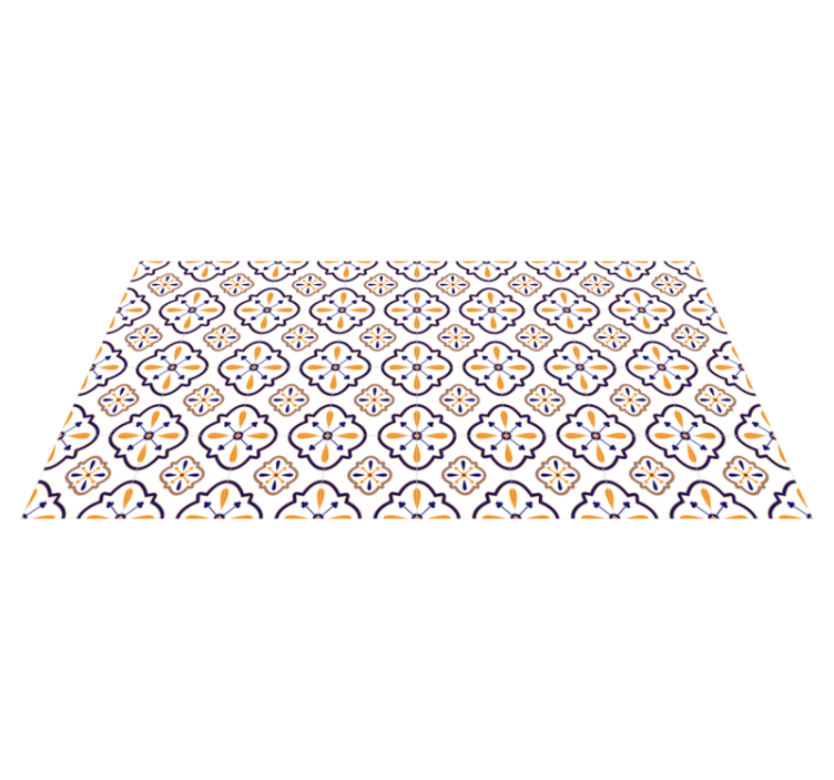 Alfombra vinílica cocina réplica de azulejos florales - TenVinilo