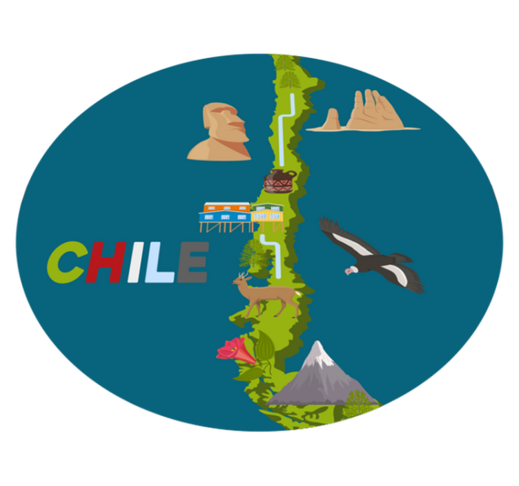 Alfombra vinílica mapa Chile con flora y fauna - TenVinilo