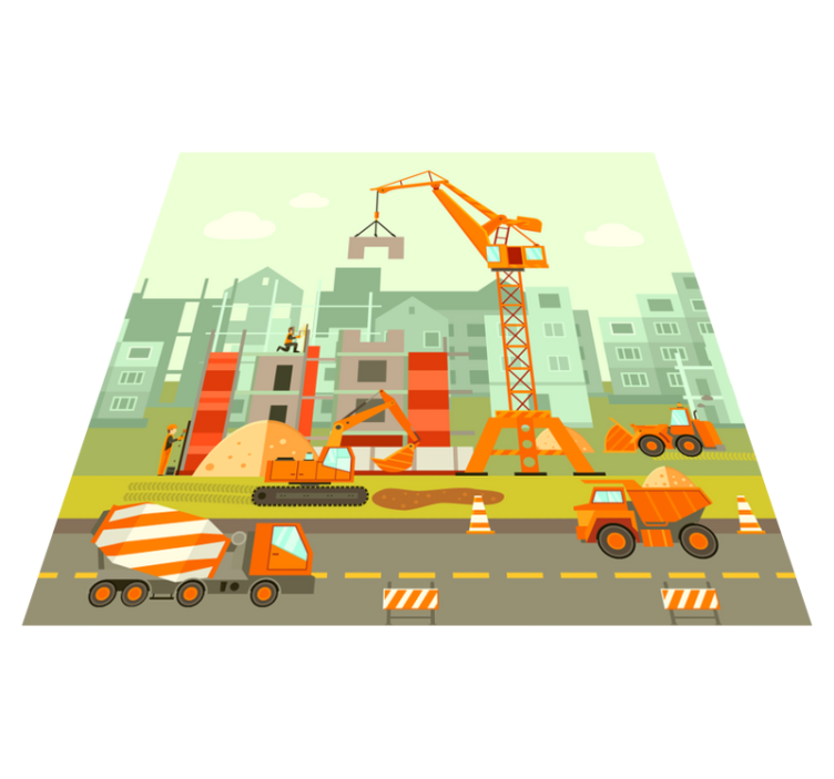 Alfombra vinílica carretera camiones de obra - TenVinilo