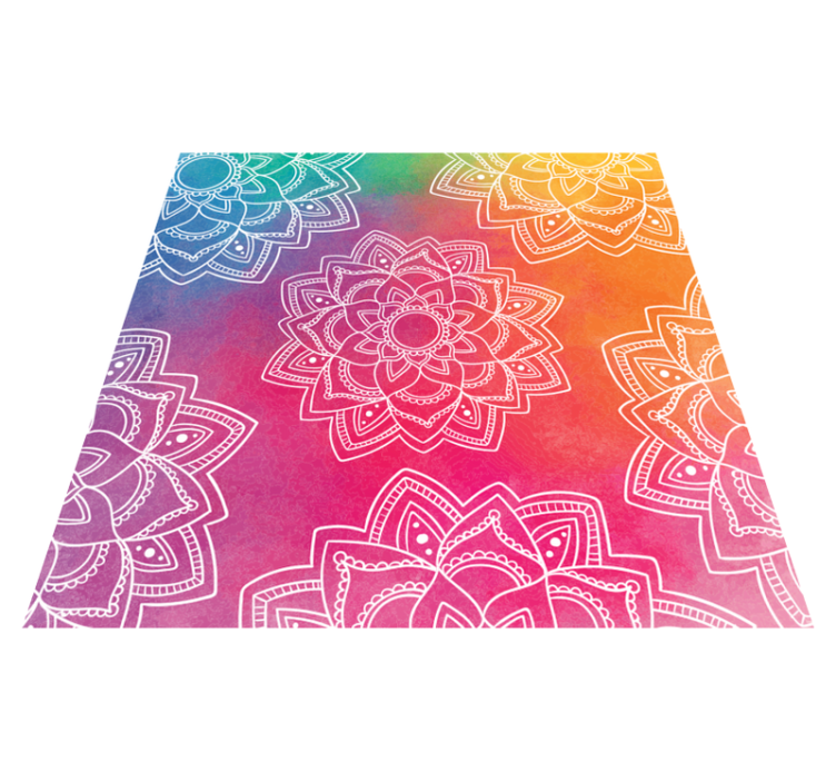 Alfombra vinílica mandala Fondo de color arcoiris mandala - TenVinilo