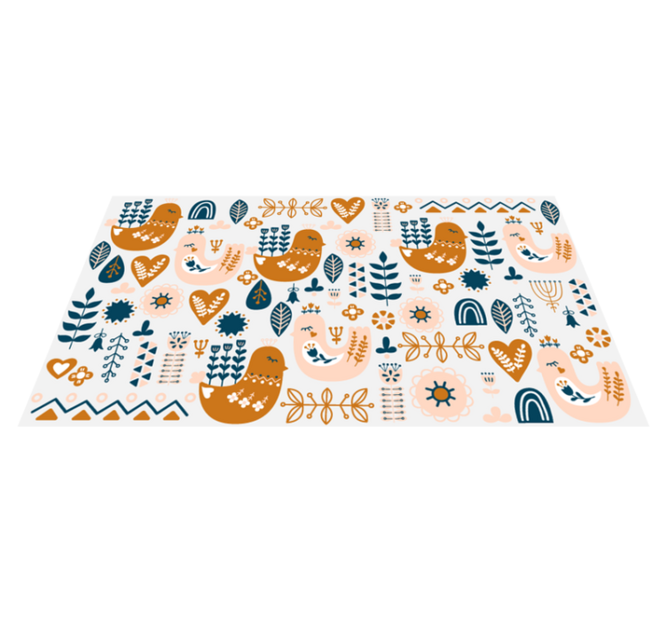 Alfombra vinílica nórdica Niños con pájaro cantor - TenVinilo