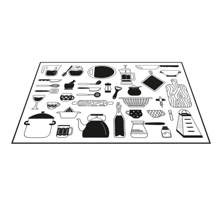 Alfombra vinilo cocina En blanco y negro - TenVinilo