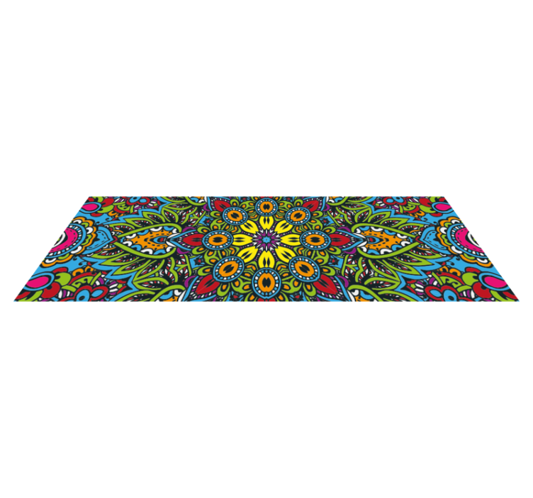 Alfombra vinílica mandala patrones florales vibrantes - TenVinilo