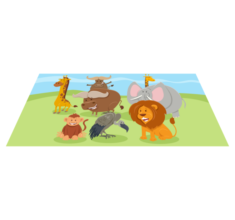 Alfombra vinílica infantil criaturas encantadoras amigas - TenVinilo