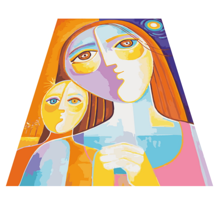 Alfombra vinílica mosaico caras abstractas coloridas - TenVinilo