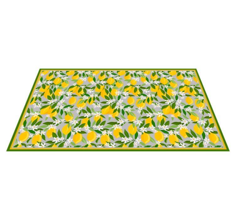 Alfombra vinílica cocina limonero con flores - TenVinilo