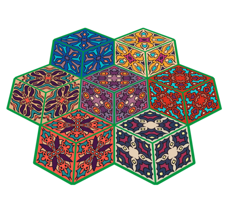 Alfombra vinílica mosaico patrones hexagonales coloridos - TenVinilo