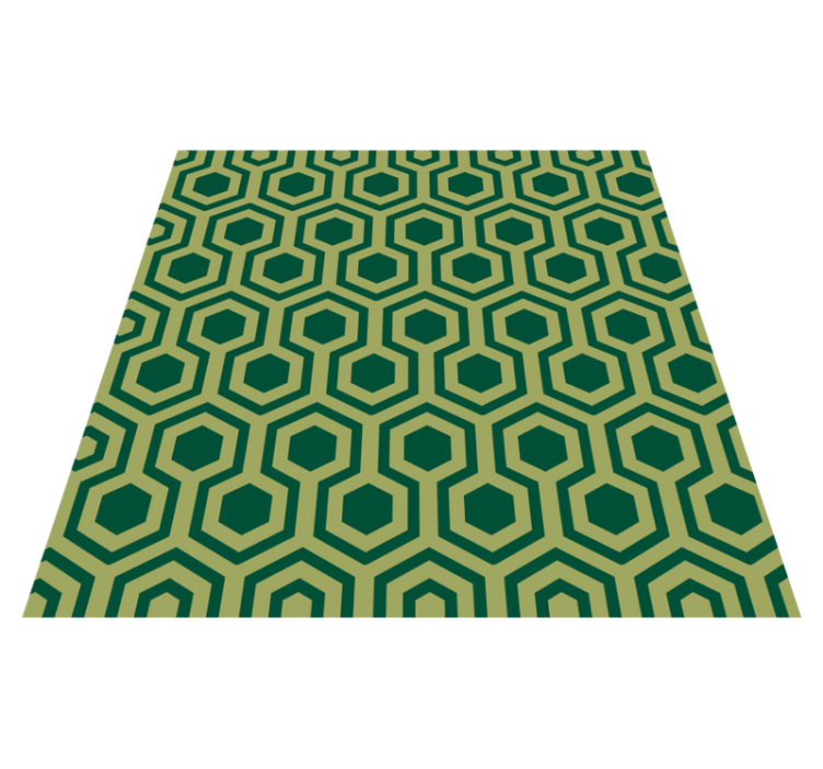 Alfombra vinílica geométrica elementos verdes hexagonales - TenVinilo